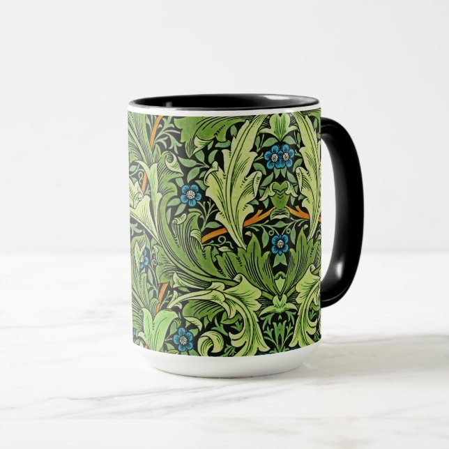 William Morris Floral Pattern Blau Gelb Grün Tasse (VorderseiteRechts)
