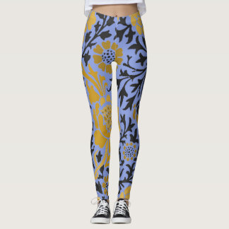 William Morris FLORAL PATTERN BLAU LEGGINGS