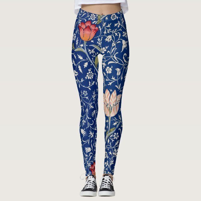 William Morris Floral pattern blue Leggings (Vorderseite)