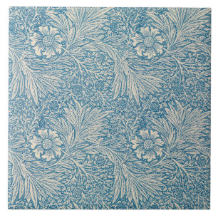 William Morris Floral Pattern Blume Blue White Fliese