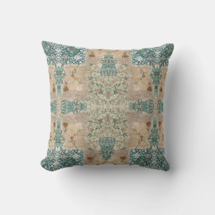 William Morris Floral Pattern Collage Aquamarin Pe Kissen