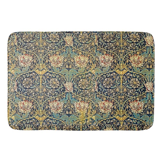 William Morris Floral Pattern Gold Turquoise Red Badematte (Vorderseite)