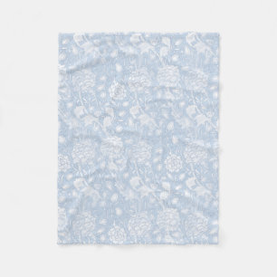 William Morris Floral Pattern in Blue Fleecedecke