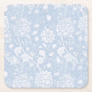 William Morris Floral Pattern in Blue Rechteckiger Pappuntersetzer