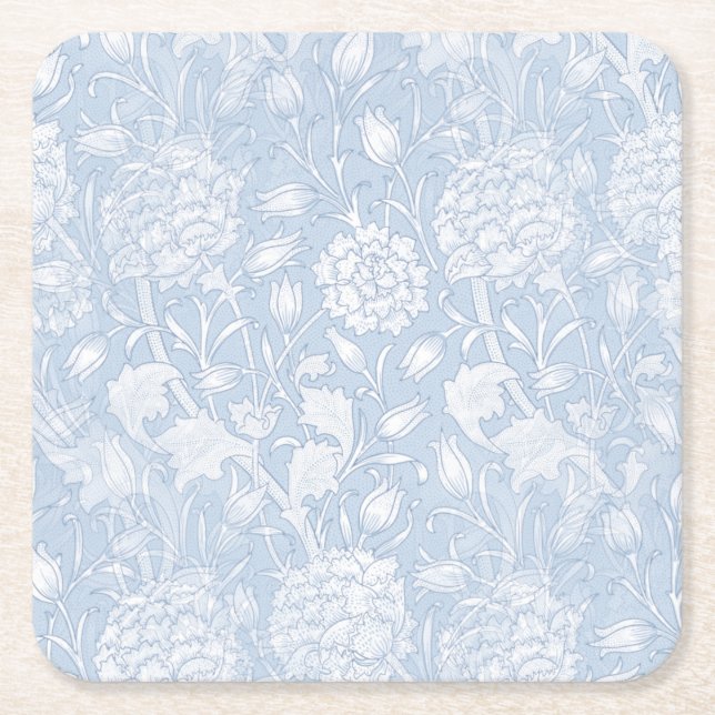William Morris Floral Pattern in Blue Rechteckiger Pappuntersetzer (Vorderseite)