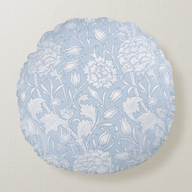 William Morris Floral Pattern in Blue Rundes Kissen (Vorderseite)
