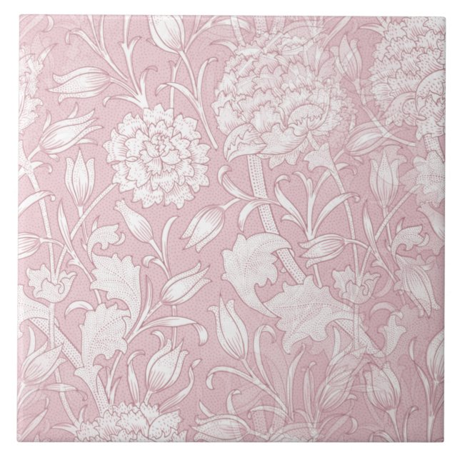 William Morris floral Pattern in Pink Keramik Tile Fliese (Vorderseite)