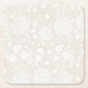 William Morris Floral Pattern in Sepia Rechteckiger Pappuntersetzer