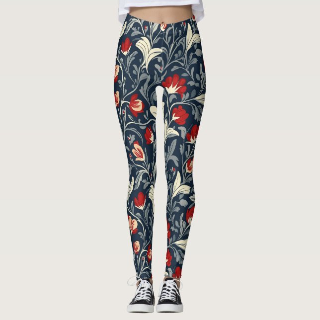 William Morris Floral Pattern Leggings (Vorderseite)