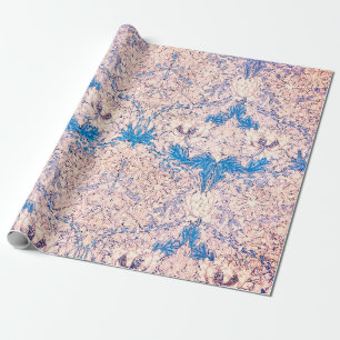 William Morris FLORAL PINK UND BLAUES Wrapping Pap Geschenkpapier