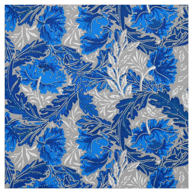 William Morris Floral, Sapphire Blue und Grau Stoff (Muster)