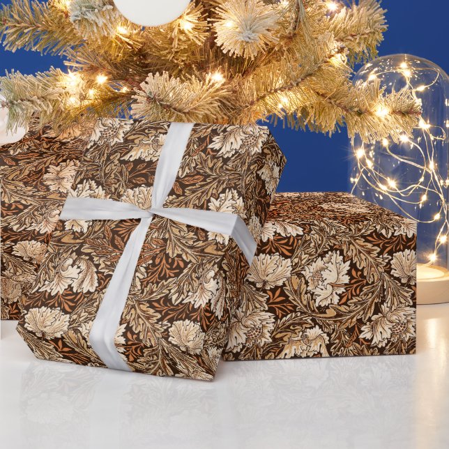William Morris Floral, Schokolade Brown und Beige Geschenkpapier (Feiertage)