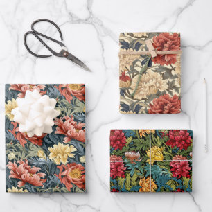 William Morris Floral Style Wrapping Paper Sheets Geschenkpapier Set