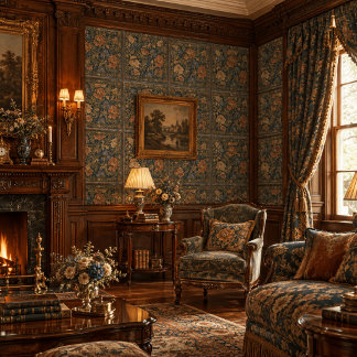 William Morris Floral Symmetrisch Tapete
