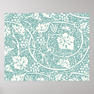 William Morris Floral Wallpaper Aquamarin Poster