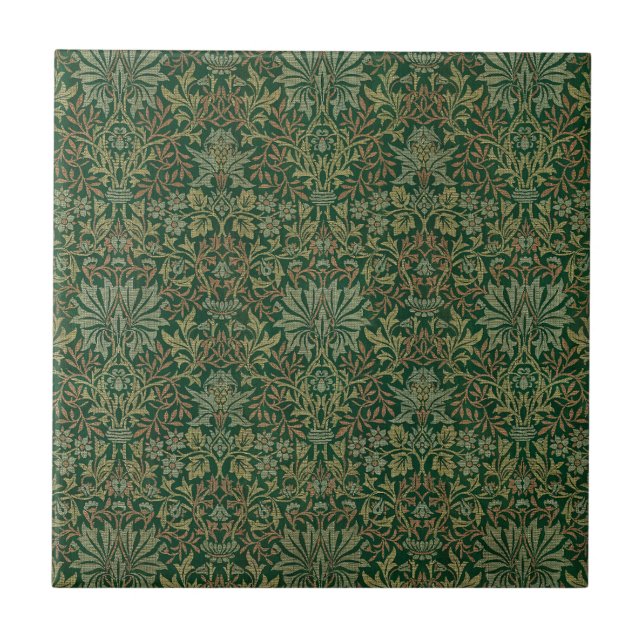 William Morris Flower Garden-Greens Fliese (Vorderseite)