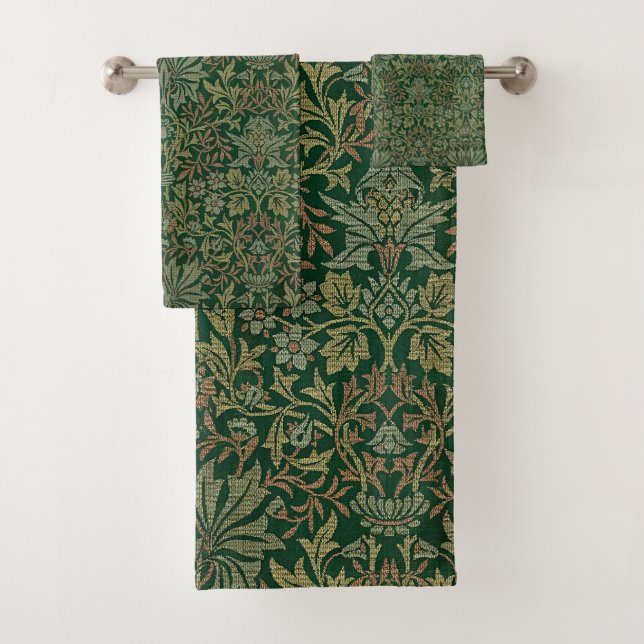William Morris Flower Garden-Grün Badhandtuch Set (Insitu)