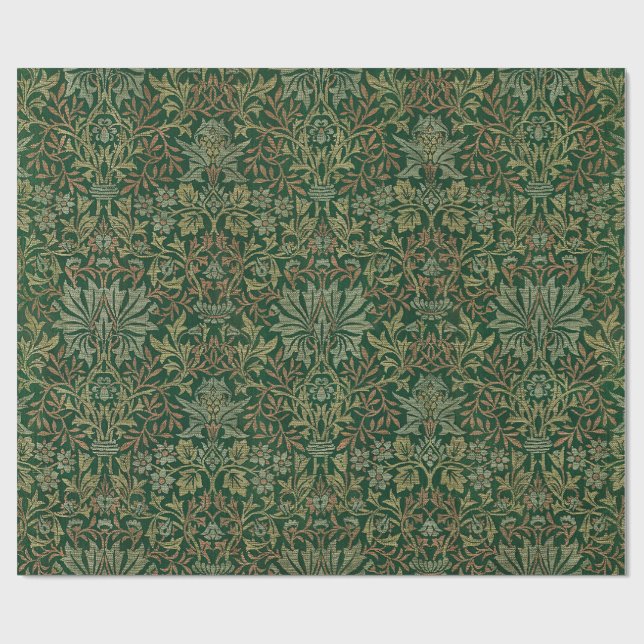 William Morris Flower Garden-Grün Geschenkpapier (Flach)