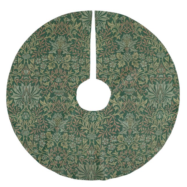 William Morris Flower Garden-Grün Polyester Weihnachtsbaumdecke (Vorderseite)