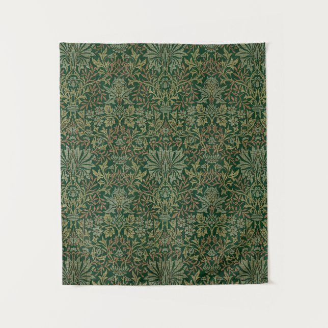 William Morris Flower Garden-Grün Wandteppich (Vorderseite)