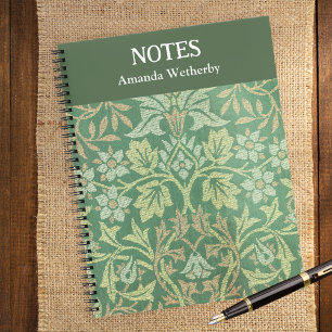William Morris Flower Garden Personalisiert Grün Notizbuch