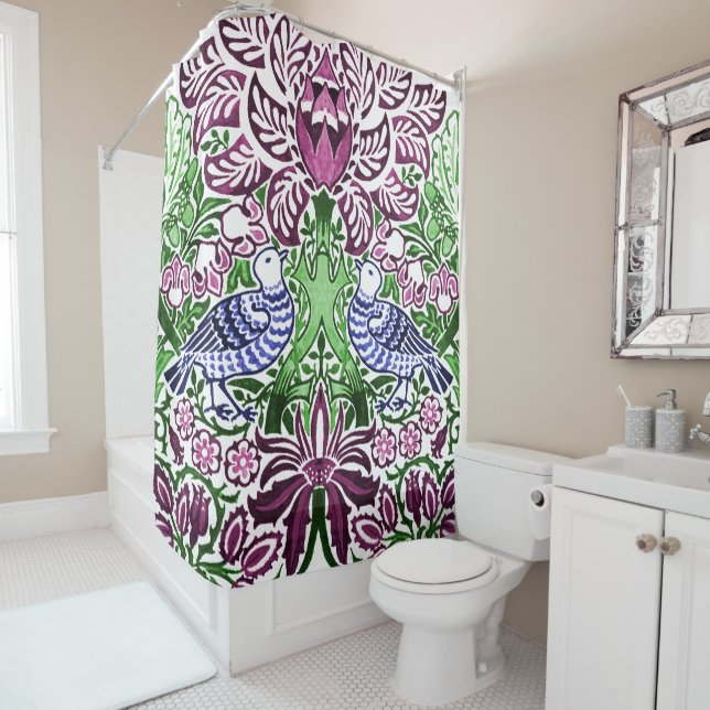 William Morris Folk Art Birds Blume Acorns Duschvorhang (Beispiel)