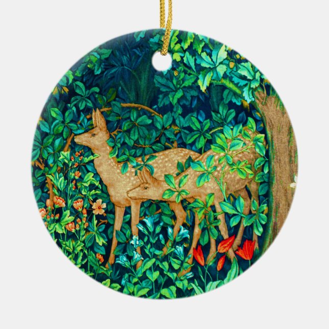 William Morris Forest Deer Tapestry Keramik Ornament (Vorne)