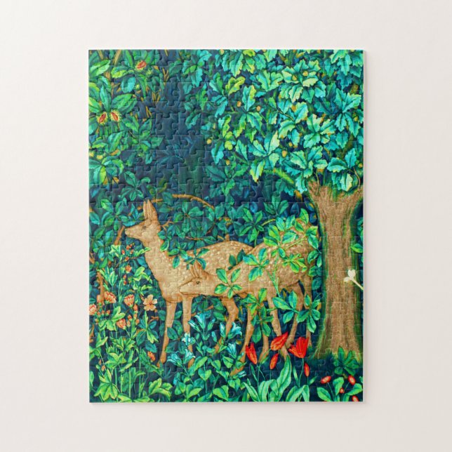 William Morris Forest Deer Tapestry Puzzle (Vertikal)