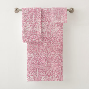 William Morris Forest Rabbit Bird Foliage Pink Badhandtuch Set