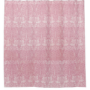 William Morris Forest Rabbit Bird Foliage Pink Duschvorhang