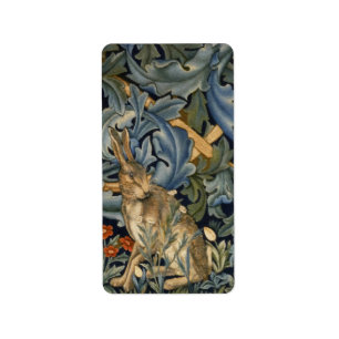 William Morris Forest Rabbit Floral Art Nouveau Adressaufkleber