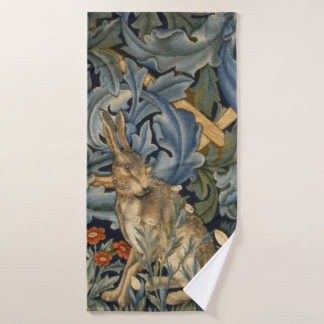 William Morris Forest Rabbit Floral Art Nouveau Badehandtuch