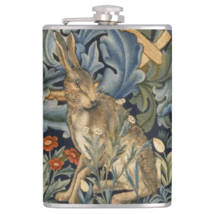 William Morris Forest Rabbit Floral Art Nouveau Flachmann
