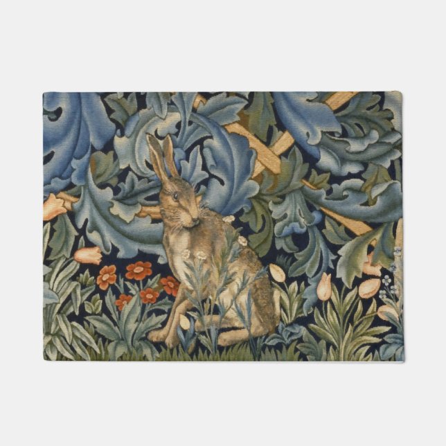 William Morris Forest Rabbit Floral Art Nouveau Fußmatte (Vorderseite)