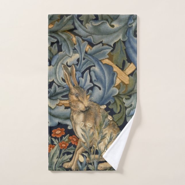 William Morris Forest Rabbit Floral Art Nouveau Handtuch (Handtuch)