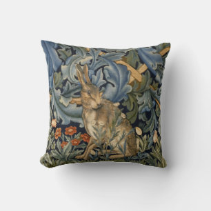 William Morris Forest Rabbit Floral Art Nouveau Kissen