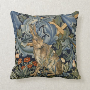 William Morris Forest Rabbit Floral Art Nouveau Kissen