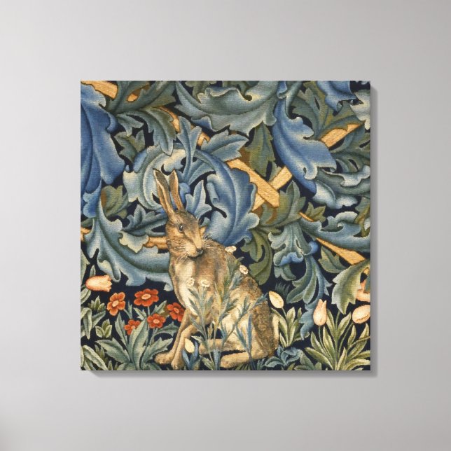 William Morris Forest Rabbit Floral Art Nouveau Leinwanddruck (Vorderseite)