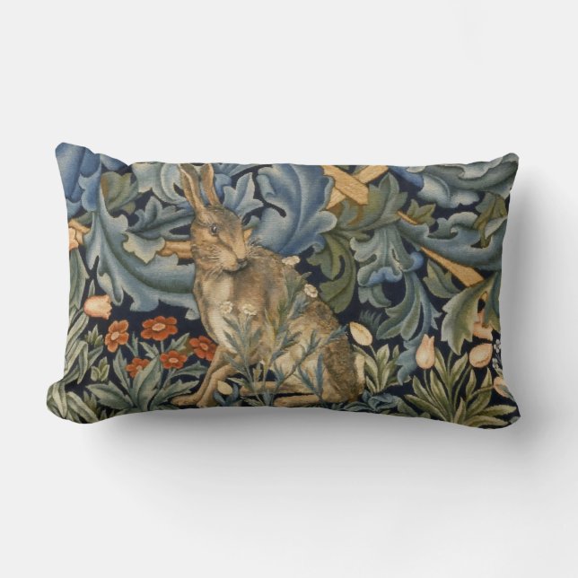 William Morris Forest Rabbit Floral Art Nouveau Lendenkissen (Vorderseite)
