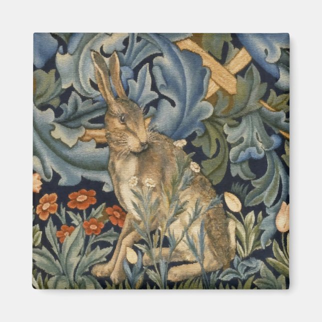 William Morris Forest Rabbit Floral Art Nouveau Magnet (Vorne)