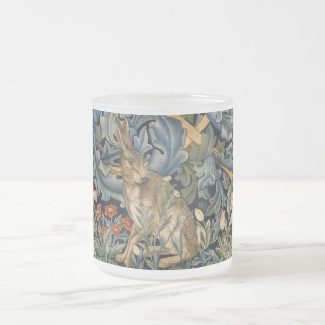 William Morris Forest Rabbit Floral Art Nouveau Mattglastasse (Mittel)