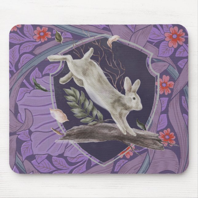 William Morris Forest Rabbit Floral Art Nouveau Mousepad (Vorne)