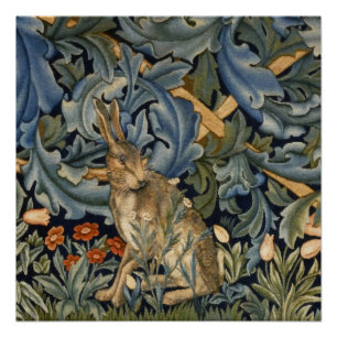 William Morris Forest Rabbit Floral Art Nouveau Poster