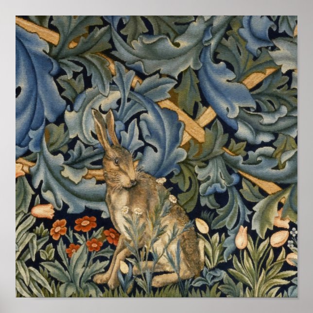 William Morris Forest Rabbit Floral Art Nouveau Poster (Vorne)
