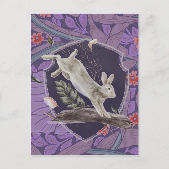 William Morris Forest Rabbit Floral Art Nouveau Postkarte (Vorderseite)