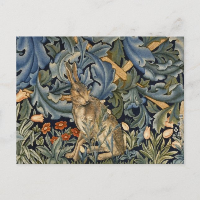 William Morris Forest Rabbit Floral Art Nouveau Postkarte (Vorderseite)