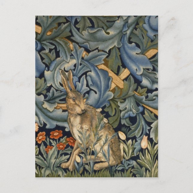 William Morris Forest Rabbit Floral Art Nouveau Postkarte (Vorderseite)