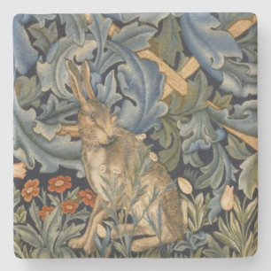 William Morris Forest Rabbit Floral Art Nouveau Steinuntersetzer