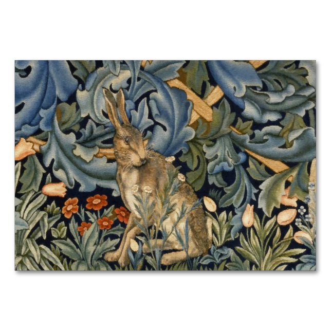 William Morris Forest Rabbit Floral Art Nouveau Tischnummer (Vorderseite)