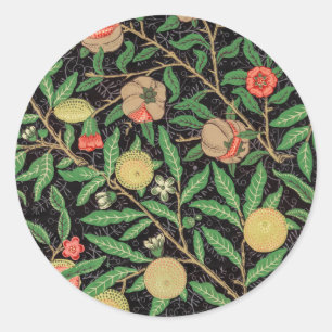 William Morris Frucht Granatapfel Blumenmuster Runder Aufkleber